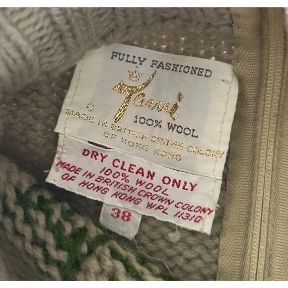 Vintage Tarni Fair Isle Nordic Wool Sweater Womens 38 Green Ski Alpine Mock Neck - Picture 2 of 15